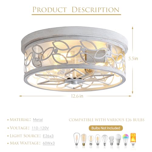 12.6" Gold Accent Flush Mount Ceiling Light (White+Gold)