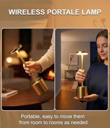 Gold Cordless Table Lamp Set