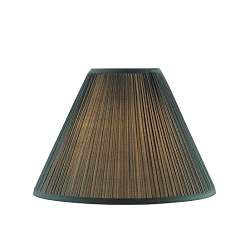 33193 Transitional Hardback Empire Shaped Mushroom Pleated Dark Green Spider Shade