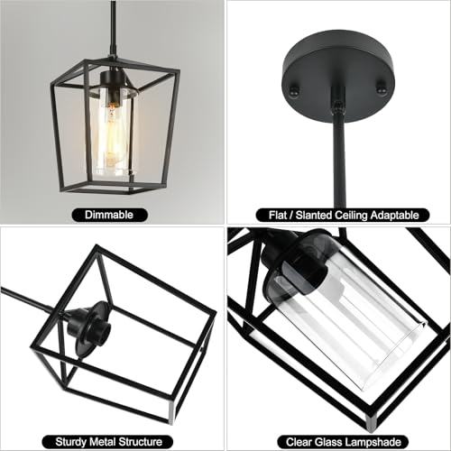 3 Pack Black Pendant Lights for Kitchen Island (3 Count)