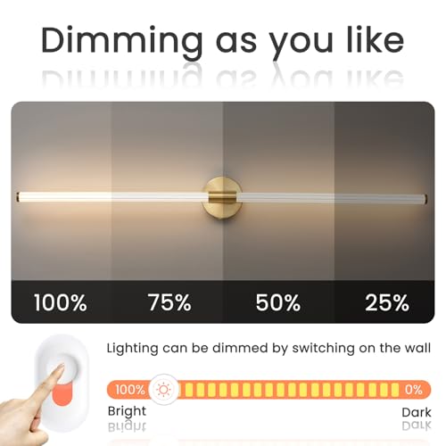 Gold Bathroom Vanity Lights 47" Long LED Vanity Light Bar