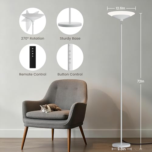 White Torchiere Floor Lamp