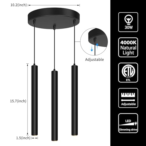Modern 3 Light Pendant Light Fixtures Round Pendant Lights (3 Count)