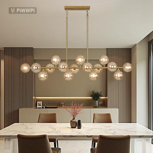 55" Long Brass Gold Chandeliers for Dining Room Kitchen Island