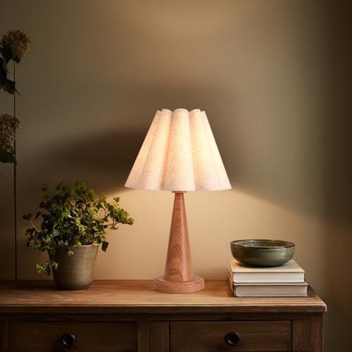 Modern Table Lamp with Petal Linen Lampshade