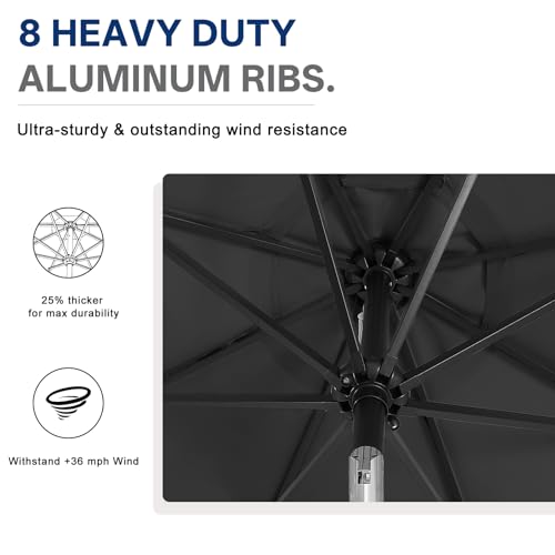 Solar Led Patio Umbrella with 32 Lights 11FT