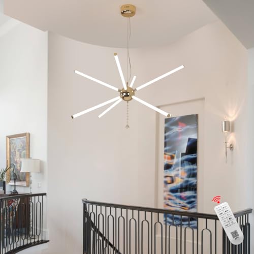 37.4" Modern LED Chandelier Gold Dimmable 8