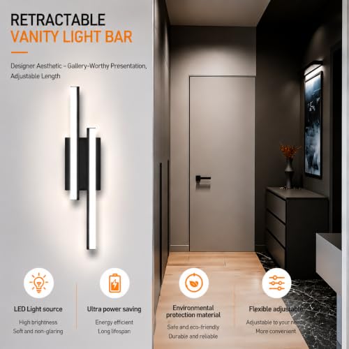 Bathroom Light Fixture Over Mirror Retractable Vanity Light Bar (2 Count)
