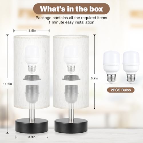 Small Table Lamps for Bedroom set of 2 (2 Count)