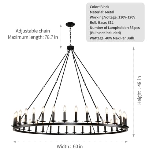 Black Wagon Wheel Chandelier 60