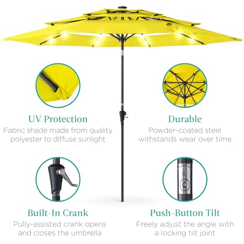 10ft 3 Tier Solar Patio Umbrella