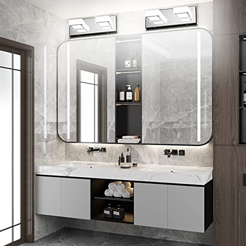 Modern LED Vanity Light 2 Light Acrylic Stainless Steel for Bathroom Vanity Lighting Fixtures Cool White 6000K