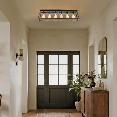 38" Large Brushed Bronze Flush Mount Ceiling Light for Kitchen