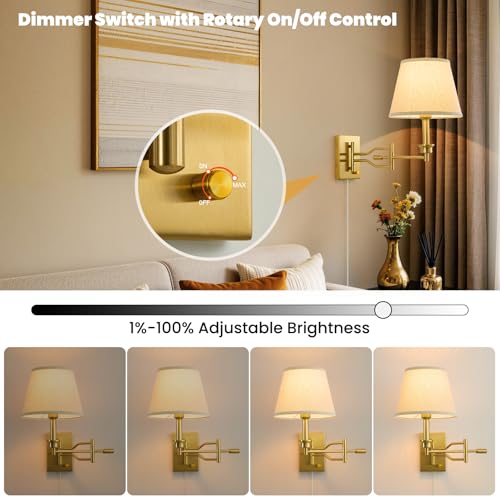 15" Gold Swing Arm Wall Sconces Set of 2