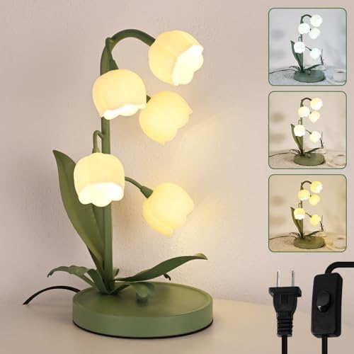 NewAoNaSen Flower Table Lamp Flower Reading Light with 5 Lily of The Valley
