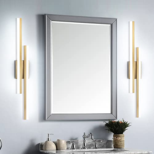 32 Inch LED Vanity Light Brushed Gold Bathroom Light Fixtures Over Mirror Modern Bath Wall Lighting Bar Dimmable