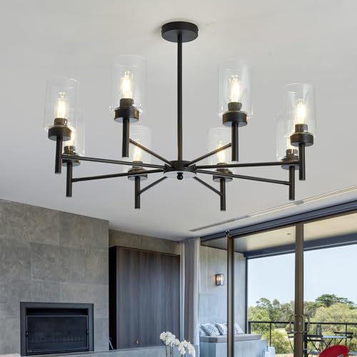 Black 8 Light Large Modern Chandelier