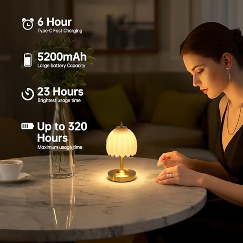 Set of 2 Tulip Table Lamp with 5200mAh Battery & Touch Control (2 Count)