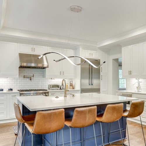 Chrome Dimmable Chandelier Over Tables