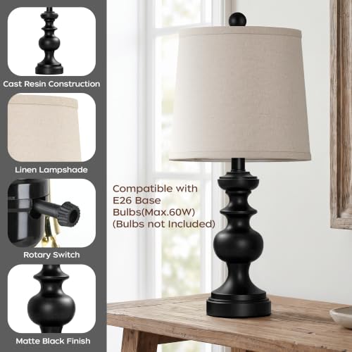 Farmhouse Table Lamp Set of 2 (Matte Black)