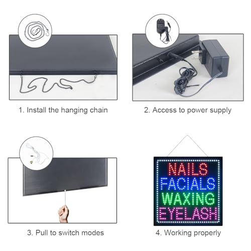 Nails Facials Waxing Eyelash LED Neon Sign