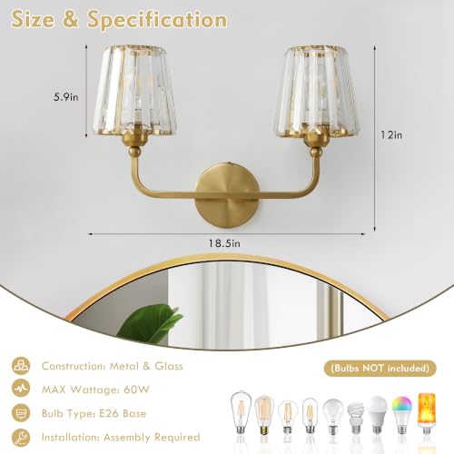 Bathroom Light Fixtures (Brushed Brass / 2 Light)