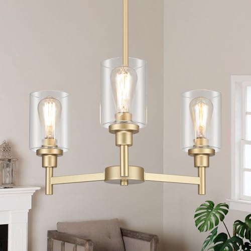 3 Light Gold Chandelier 23"