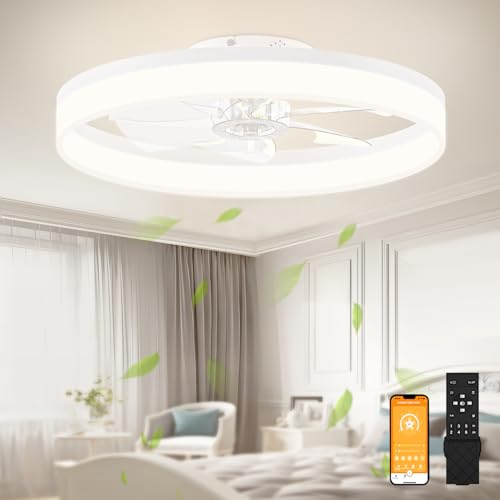 Low Profile Bladeless Ceiling Fans with Dimmable LED Light