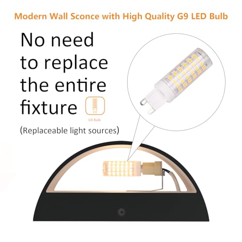 4 Pack Black Modern LED Wall Sconce Hardwired Indoor Wall Lights Up and Down Wall Mount Light for Living Room Bedroom Hallway Corridor Conservatory Warm White 3000K (4 Count)