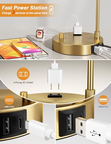 Gold Table Lamp with Weaving lampshade