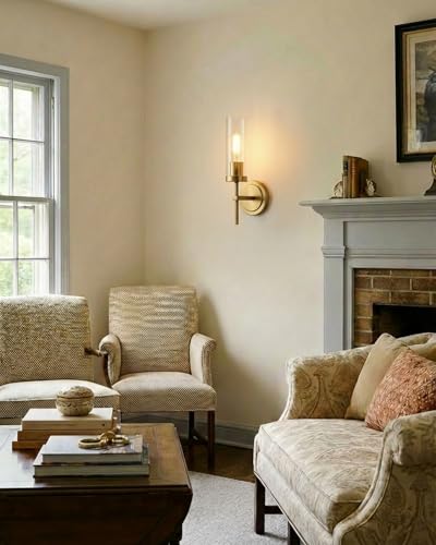 Hardwired Gold Wall Sconce Set of Two Bathroom Sconces Vanity Light