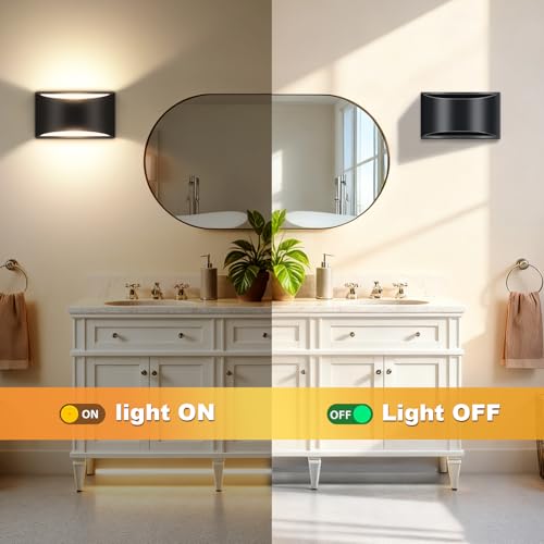 8 Pack Black Modern LED Wall Sconce Hardwired Indoor Wall Lights Up and Down Wall Mount Light for Living Room Bedroom Corridor Hallway Conservatory Warm White 3000K (8 Count)