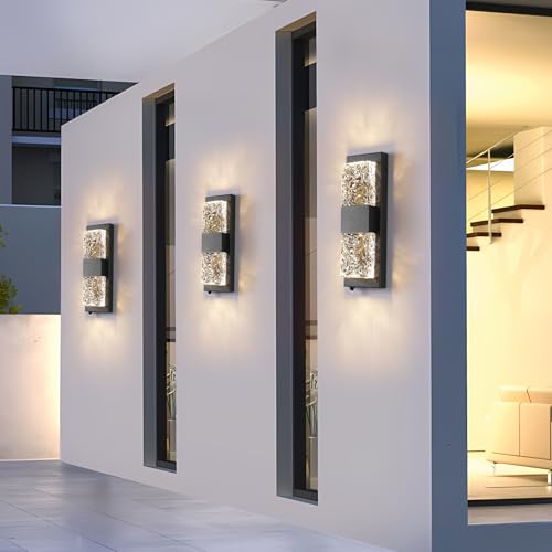 Porch Lights Outdoor 12W LED Dusk to Dawn Wall Light 14.2" Black 2PCS