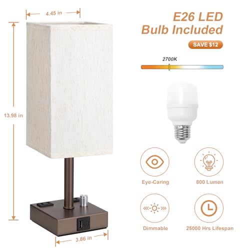 Brown Bedside Table Lamps Set of 2