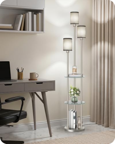 70.9" Floor Lamp with Shelves