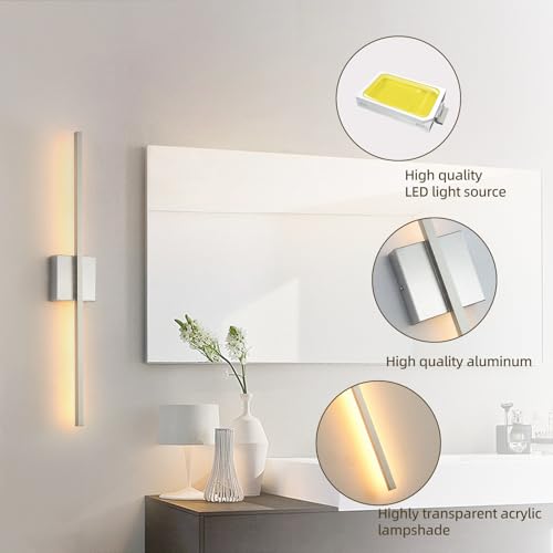 Nickel Wall Sconces Set of Two LED Hardwired Dimmable Bathroom
