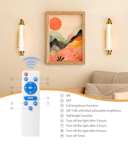 Set of 2 Gold 12000mAh LED Crystal Wireless Battery Wall Sconces (2 Count)