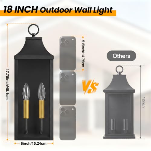18" Outdoor Wall Light Fixtures 2 (2 Count)