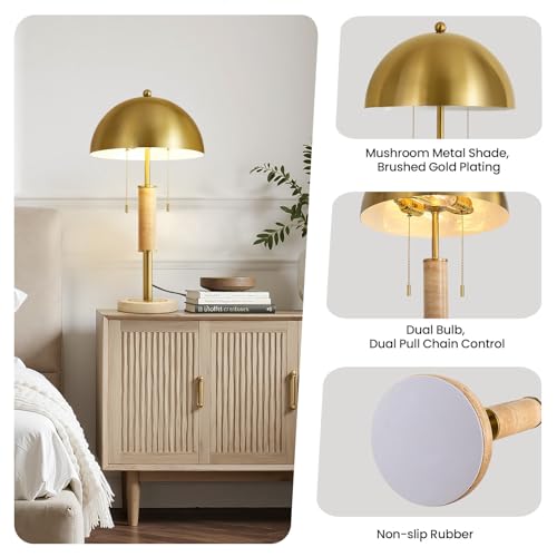 24" Modern Table Lamps Set of 2 for Living Room Gold Metal Nightstand Lamp with High (2 Count)