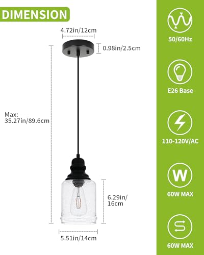 5.5 Inch Seeded Glass Mini Pendant Lights Kitchen Island