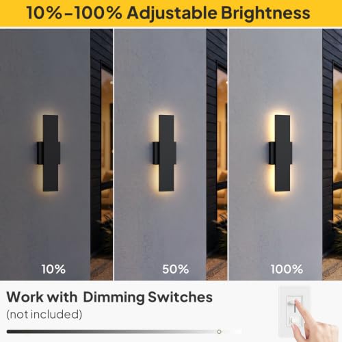 2 Pack 15.75 inch Modern LED Outdoor Wall Light