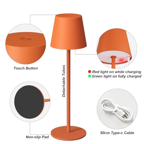Cordless Table Lamp Rechargeable Orange (2 Count)