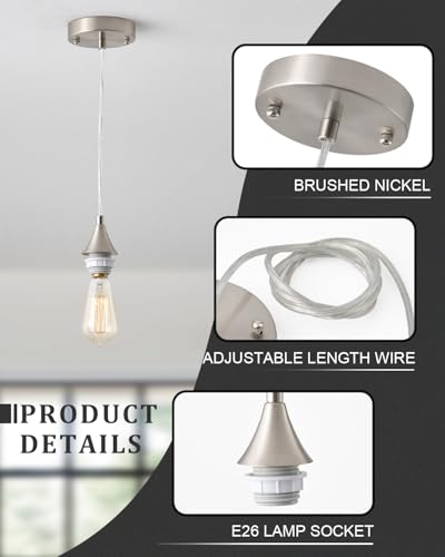 Vintage Brushed Nickel Pendant Light Kit