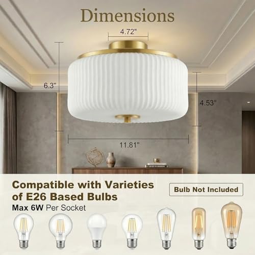 3 Light Gold Flush Mount Ceiling Light