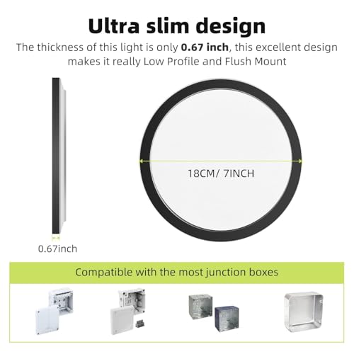 2PACK Flush Mount LED Ceiling Light Fixtures 5 Color Temperatures in One &100W Equivalent Flat Bathroom ceiling light (2 Count)