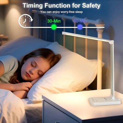 LED Desk Lamp Dimmable Table Lamp Reading Lamp with USB Charging Port