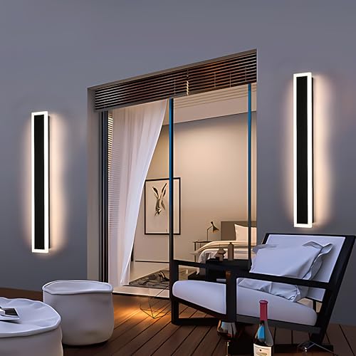 2 Pack 40in Outdoor Wall Light LED Long Wall Sconce Black (2 Count)