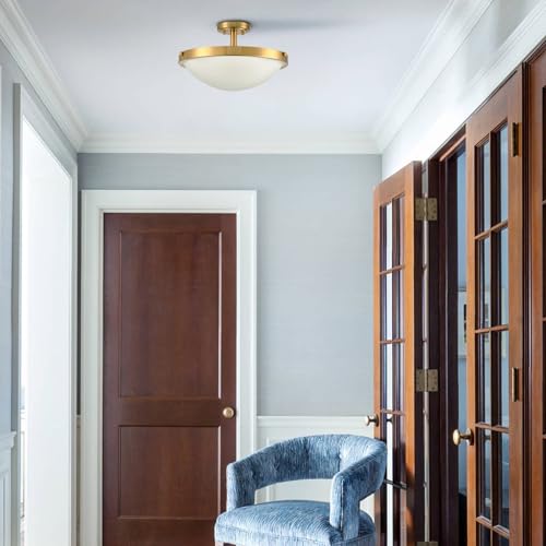 Modern Gold Semi Flush Mount Ceiling Light 16