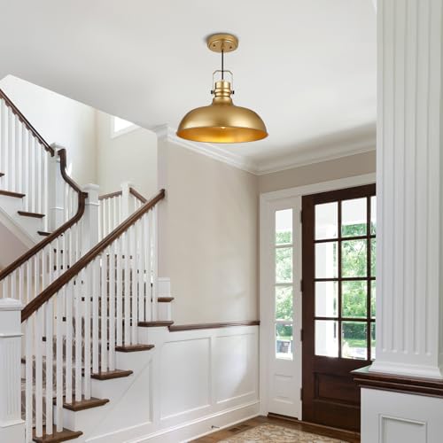 Gold Farmhouse Pendant Lights for Kitchen Island 16 Inch (2 Count)