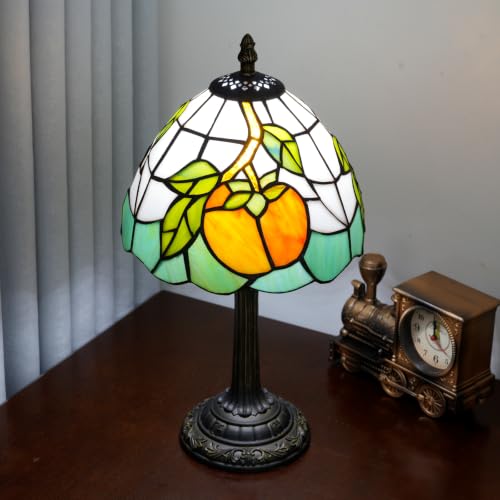 Tiffany Lamp Stained Glass Table Lamp 8X8X14 Inches Persimmon Style Living Room Bedroom Dorm Kitchen Home Decor Festival Birthday Gift